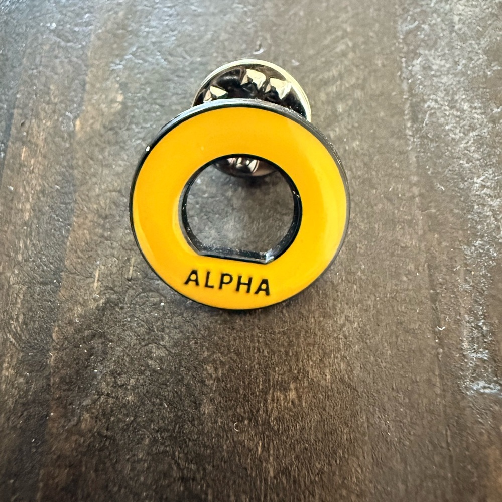 Alpha Yellow Enamel Lapel Pin
